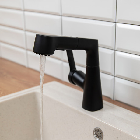 СоюзКран Смеситель для кухни, поворотный излив 360гр., картридж 35мм, цинк, черный SS01-R133