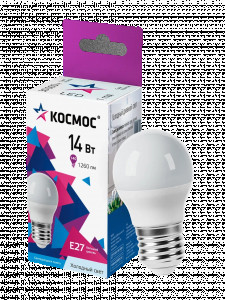Космос шар E27 14W(1260lm) 6500K 6K матов. 80x45 IC драйвер LkecLED14wGL45E2765