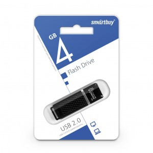 Флэш-диск (флэшка) USB UFD Smartbuy 4GB Quartz series Black (SB4GBQZ-K)