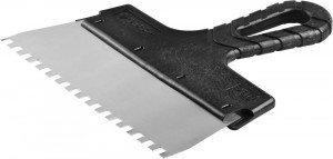 Шпатель ЗУБР "МАСТЕР" ФАСАДНЫЙ, нержавеющее полотно, 200мм, зуб 6х6мм