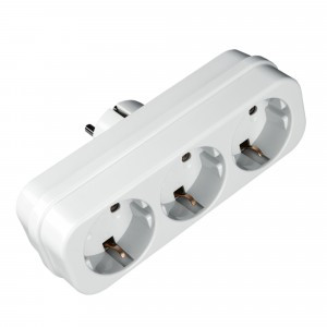 Uniel разветвитель (тройник) 3роз. 16А белый, земля, шторки (линейный) S-GES3-16P