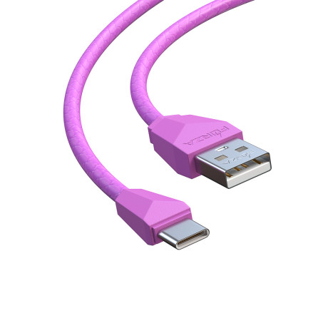 FORZA Кабель для зарядки Комфорт Type-C, 1м, 1А, PVC, прорезиненный, 5 цветов, пакет