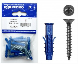 Дюбель с шурупом 6*30 (15 шт BL) (цена за уп) НАКРЕПКО 102304
