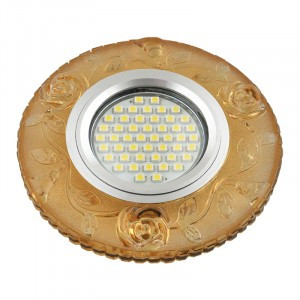 Fametto LS-L150 GU5.3 св-к встр, Luciole стекло 95(65)x20 прозрачный/светло-желтый, подсветка LED3W