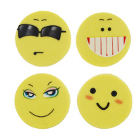 Набор ластиков 4 штуки, в форме смайлов, 2,5см, ТПР, микс дизайнов