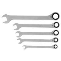 Набор ключей комбинированных трещоточных, количество зубьев 100, СRV, 5 шт, 8- 17 мм Gross