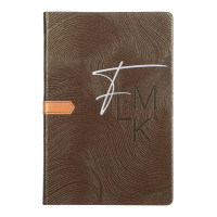 Бизнес - блокнот "МЬЮЗ" А5, 192 стр., твердая обл., фактурная иск.кожа, тиснение, бронзовый