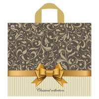 Пакет Бежевый узор с петлевой ручкой, XL 34x40 см, 70 мкм ПВД