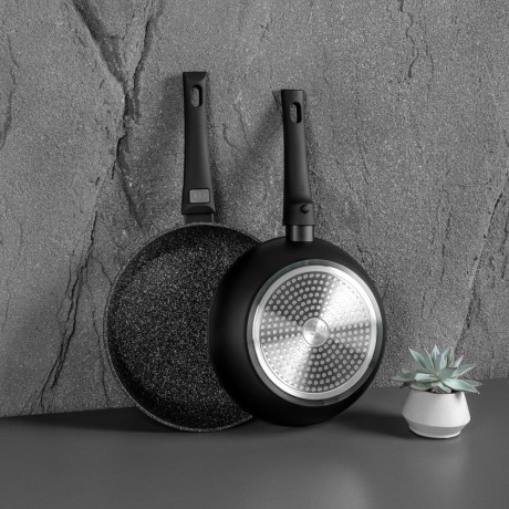 SATOSHI Оникс Сковорода глубокая литая d24см, антипригарное покрытие "мрамор", съемная ручка, индукц