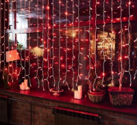 Гирлянда-занавес ул. ULD-C2030-240/TWK (мерц) 240LED красн. 3x2/24нити соед.6мод, пр. бел IP67 Uniel