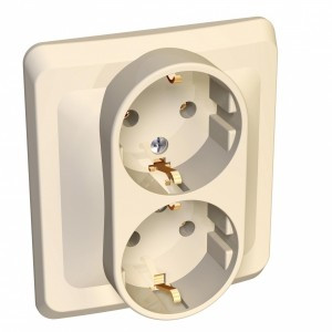 Systeme Electric Этюд роз. СУ 2 мест. крем. (пл.осн., земля) PC16-007K (15!)