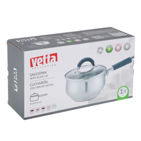 VETTA Вена Ковш 16х9,5см. 1,9л. со стекл. крышкой, индукция