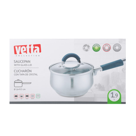 VETTA Вена Ковш 16х9,5см. 1,9л. со стекл. крышкой, индукция