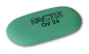 Резинка стирательная FACTIS мягкая для карандаша овальная, 49х23,5х9,2 мм, OV24