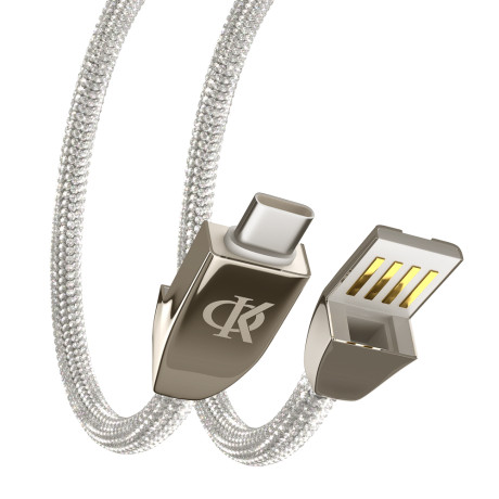 BY Ф.Киркоров Кабель для зарядки КРИСТАЛЛЫ Type-C, 1м, Быстрая зарядка 3А, QC, PD 20W, серебряный