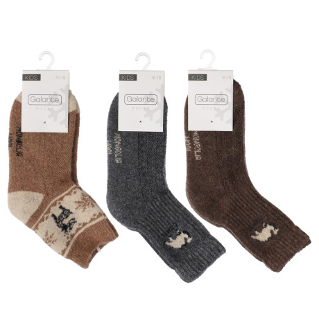 GALANTE Носки детские из монгольской шерсти, 47% овечья шерсть, 23% п/а, 25% п/э, 5% спан, р. 16-18,