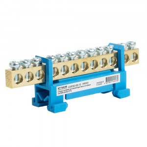 STEKKER шина нулевая "ноль" на DIN-изоляторе "стойка" 6x9, 12 отв. 76А, синий LD556-69-12 49560