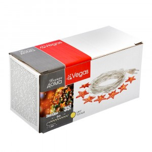 VEGAS Гирлянда-нить "Звезды" 35LED теплый, 6м, прозр. провод, 220V