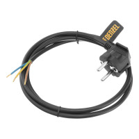 Шнур сетевой Energy Series, ПВС, 1,5 м, 3 x 1 мм, с неразборной вилкой, черный, Denzel