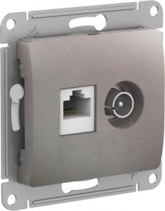 Systeme Electric GLOSSA мех.роз. СУ 1 мест. конн. TV+комп. платина (RG6+RJ45) GSL001289(+)(5!)