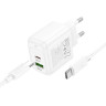 Сетевое зарядное устройство с кабелем hoco. модель CS55A,USB+C 30Вт,каб С-С, белый