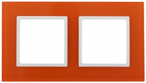 ЭРА 14 Elegance рамка СУ 2 мест.стекло, оранжевый+бел 14-5102-22 5299