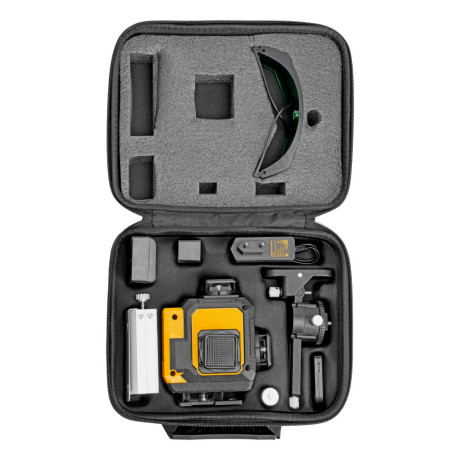 Лазерный уровень мультипризменный DLV 360-4T, 30 м, зеленый луч, Li-Ion 2,4 Aч, штатив// Denzel