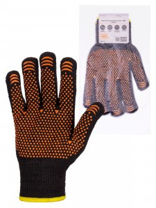 TDM Перчатки х/б плотной вязки с ПВХ "Точка" р.8 черные  10 кл. 72-75 г, 1 пара SQ1016-0210