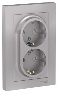 Systeme Electric AtlasDesign роз. СУ 2 мест. алюм. (пл.осн., земля, штор.) ATN000326 (6!)