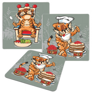 Доска разделочная Тигр Кайфолов 18x18см (кратность 3шт!!!) cтекло VL88-408 Мультидом