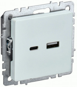 IEK BRITE мех. роз. СУ USB A+C 18Вт РЮ11-1-БрЖ жемч. BR-U22-018-K36