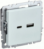 IEK BRITE мех. роз. СУ USB A+C 18Вт РЮ11-1-БрЖ жемч. BR-U22-018-K36