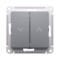 Systeme Electric AtlasDesign мех. выкл. СУ 2 кл. жалюзи, 10А, СТАЛЬ ATN000919 (5!)