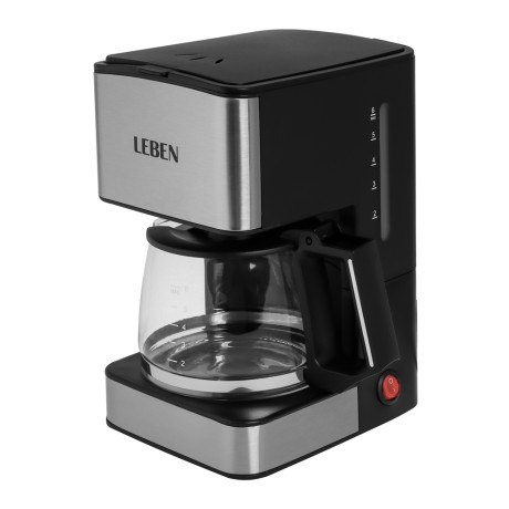 LEBEN Кофеварка капельная 680Вт со стеклянной колбой с функцией автоотключения 0,8л
