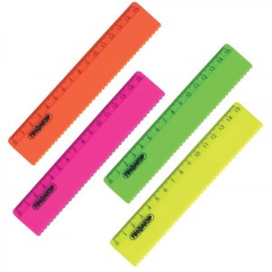 Линейка пластик. 15 см, ПИФАГОР, неоновая, ассорти, с волнистым краем, 210614