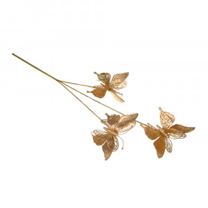 LADECOR Ветка декоративная, бабочки, пластик, цвет золото, 85 см