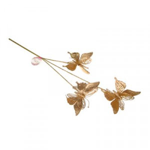 LADECOR Ветка декоративная, бабочки, пластик, цвет золото, 85 см