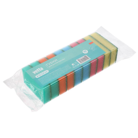 VETTA Набор губок для мытья посуды "Прима" 10шт, 8х5х2,5см