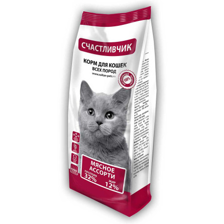 Счастливчик Корм для кошек 400 г Мясное ассорти 4441 х16