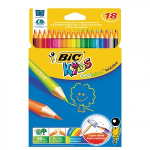 Карандаши цв. BIC "Kids ECOlutions Evolution" 18цв., пластик. заточ. европодвес, 937513 181124