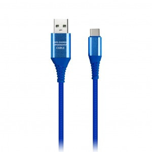 Дата-кабель USB(A)шт. - Type Cшт. Smartbuy рез.опл. Gear, 1м, мет.нак.,2А, син.(iK-3112ERG blue)/100