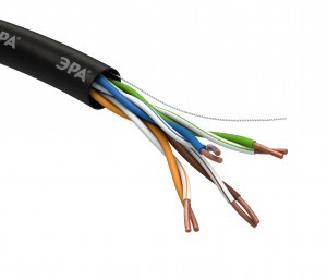 ЭРА кабель витая пара U/UTP 4х2х24 AWG Cat5e CU, OUTDOOR, черный, 305м (цена за м)