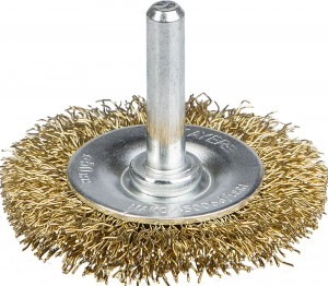 STAYER "PROFESSIONAL". Щетка дисковая для дрели, витая латунированная стальная проволока 0,3мм, 50мм