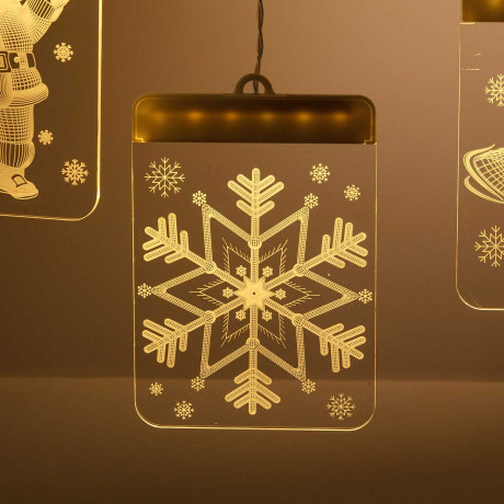 Гирлянда штора LLN-03 2*0,65-0,75м 5нитей, насадка панно-3D ТЕПЛЫЙ БЕЛЫЙ