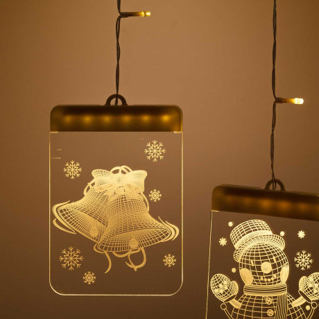 Гирлянда штора LLN-03 2*0,65-0,75м 5нитей, насадка панно-3D ТЕПЛЫЙ БЕЛЫЙ