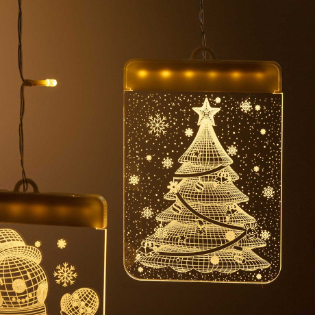 Гирлянда штора LLN-03 2*0,65-0,75м 5нитей, насадка панно-3D ТЕПЛЫЙ БЕЛЫЙ