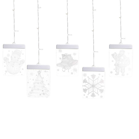 Гирлянда штора LLN-03 2*0,65-0,75м 5нитей, насадка панно-3D ТЕПЛЫЙ БЕЛЫЙ