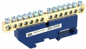 IEK шина N "Ноль" (нул.) на DIN-изол ШНИ-8х12-14-Д-С