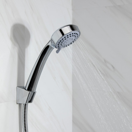 RAIN Смеситель для ванны Уран, прямой излив 35см, кранбуксы 1/2, душ. набор, овал, латунь, хром