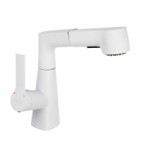 СоюзКран Смеситель для кухни, поворотный излив 360гр., картридж 35мм, цинк, белый SS01-R133